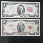 2x 2 dollars USA 1953,1963 jaar set UNC, Setje, Ophalen of Verzenden, Noord-Amerika