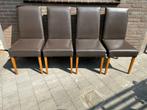 4 mooie bruin leren mobitec eetkamer stoelen, Huis en Inrichting, Gebruikt, Bruin, Leer, Ophalen of Verzenden