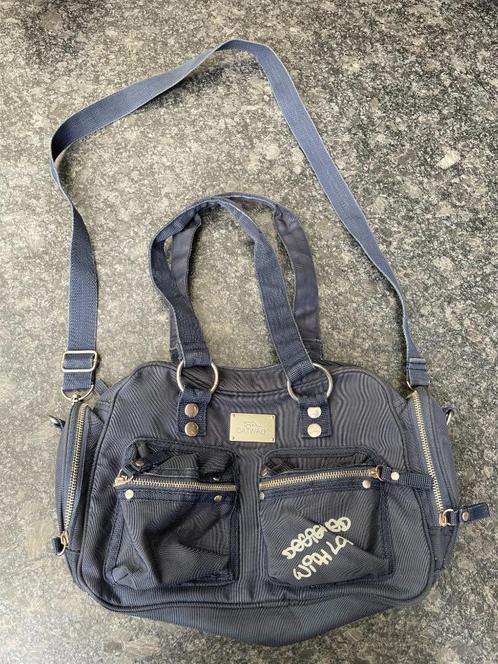 Catwalk - Donkerblauwe tas met zilverkleurige accescoires, Sieraden, Tassen en Uiterlijk, Tassen | Damestassen, Gebruikt, Handtas