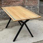 Chique industrieel eiken tafel, Ophalen, Nieuw, 50 tot 100 cm, 150 tot 200 cm