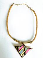 Michaela Frey vintage emaille vergulde hanger aan koord, Overige materialen, Overige kleuren, Ophalen of Verzenden, Gebruikt