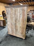 Handgesneden Kast uit India pracht exemplaar Ibiza/Boho Nw, Ophalen, Met deur(en), 100 tot 150 cm, Ibiza/Boho/Botanisch
