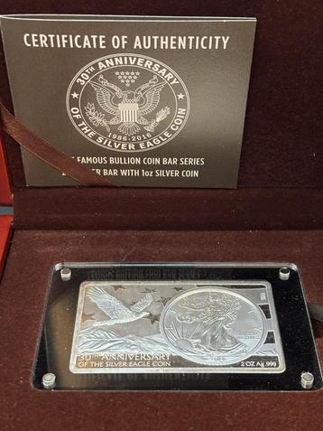 1 dollar uit  2016 American Eaglein 2 Oz zilveren plaat. beschikbaar voor biedingen