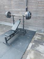 Verstelbare halterbank met stang en gewichten, Ophalen, Zo goed als nieuw, Benen, Fitnessbank