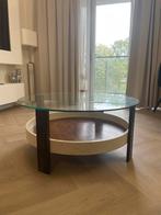 Vintage Space Age Salontafel met Glazen Blad, Gebruikt, 100 tot 150 cm, Rond, Ophalen of Verzenden