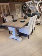 *OPRUIMING* 4 Landelijke Eetkamerstoelen Bente kleur Beige 1, Nieuw, Ophalen of Verzenden, Vier, Landelijke eetkamerstoelen capiton stof loft plumb beige