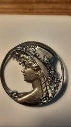 Art Nouveau zilveren broche/hanger., Sieraden, Tassen en Uiterlijk, Antieke sieraden, Verzenden, Zilver, Broche