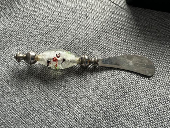 Vintage Murano botermes met glazen handvat, Antiek en Kunst, Antiek | Bestek, Ophalen of Verzenden