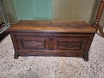 Donker eiken massief hout kist salontafel sidetable vakje, Ophalen, Gebruikt, 50 tot 100 cm, Eikenhout
