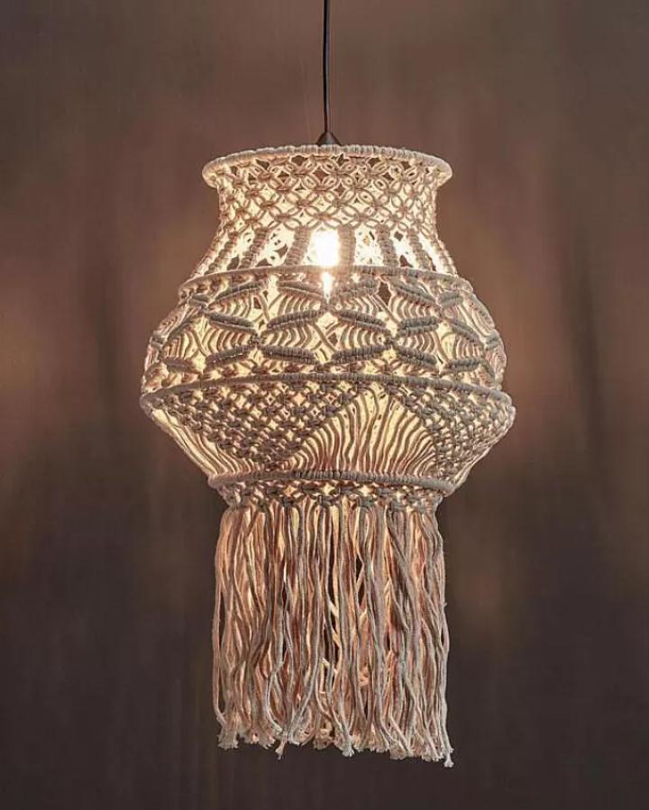 Boho Macrame Lamp, Huis en Inrichting, Lampen | Hanglampen, Zo goed als nieuw, 50 tot 75 cm, Stof, Ophalen