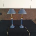 Tafellamp - Bedlamp - Kastlamp - Blauw - Metaal - Met Kap., Ophalen of Verzenden, Gebruikt, Metaal, Minder dan 50 cm
