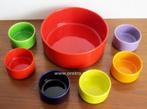 Huizen Holland retro schaal en 6 bakjes in kleur, Ophalen, Keramiek, Overige stijlen, Schaal of Schalen