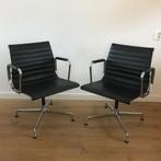 2 IZGS Vitra Eames Aluminium stoel 108 chroom zwart leer, Huis en Inrichting, Stoelen, Ophalen, Zwart, Leer, Zo goed als nieuw