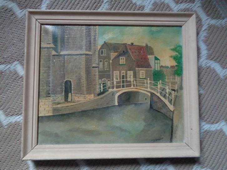 DELFT, Olieverf schilderij, op doek, Gesigneerd A. Schreuder, Antiek en Kunst, Kunst | Schilderijen | Klassiek, Ophalen of Verzenden