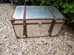 metalen koffer met leer vintage 60x40 x 33 cm, Gebruikt, Ophalen of Verzenden, Minder dan 35 cm, Minder dan 50 cm