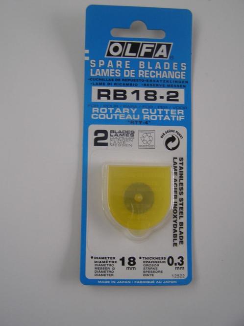 Olfa spare blade RB 18-2 voor rotary cutter RTY-4, Hobby en Vrije tijd, Borduren en Borduurmachines, Nieuw, Onderdeel of Toebehoren