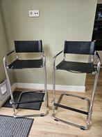 2 Chromen buis barstoelen zwart, op te knappen, Huis en Inrichting, Stoelen, Ophalen, Gebruikt, Zwart