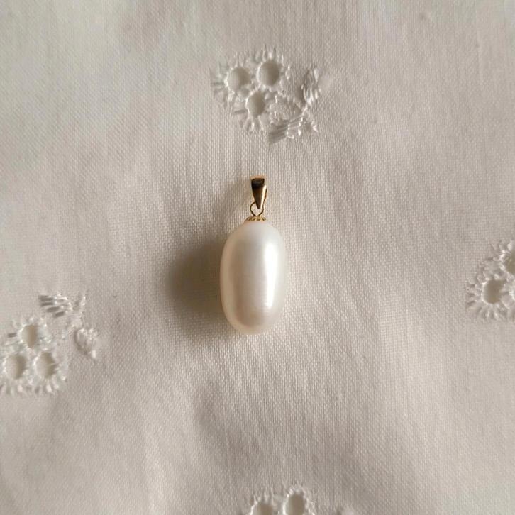 18k gouden druppel zoetwaterparel kettinghanger, Sieraden, Tassen en Uiterlijk, Kettinghangers, Nieuw, Goud, Goud, Overige voorstellingen