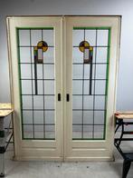 Art Deco set ensuite schuifdeuren met glas in lood, Ophalen, Minder dan 80 cm, Binnendeur, Zo goed als nieuw