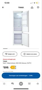 TINAD Koel-/diepvrieskast, IKEA 500 inbouw, Witgoed en Apparatuur, Koelkasten en IJskasten, Ophalen, 200 liter of meer, Met aparte vriezer