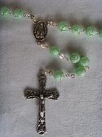Mooie licht groene rozenkrans met zand uit Fatima, Ophalen of Verzenden, Zo goed als nieuw, Overige typen, Christendom | Katholiek