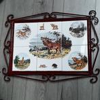 Tegeltableau hert / haas / zwijn met rand ( giet ) ijzer, Antiek en Kunst, Curiosa en Brocante, Ophalen