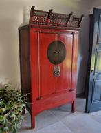 Antieke Chinese bruidskast met houtsnijwerk, Antiek en Kunst, Ophalen of Verzenden