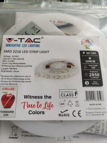 Ledstrip PRO 24V smd2216 high lumen 5m met omvormer dimbaar beschikbaar voor biedingen