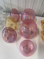 Roze parelmoer vazen en lichtgevende bollen, Huis en Inrichting, Ophalen of Verzenden, Overige kleuren, Glas, Minder dan 50 cm