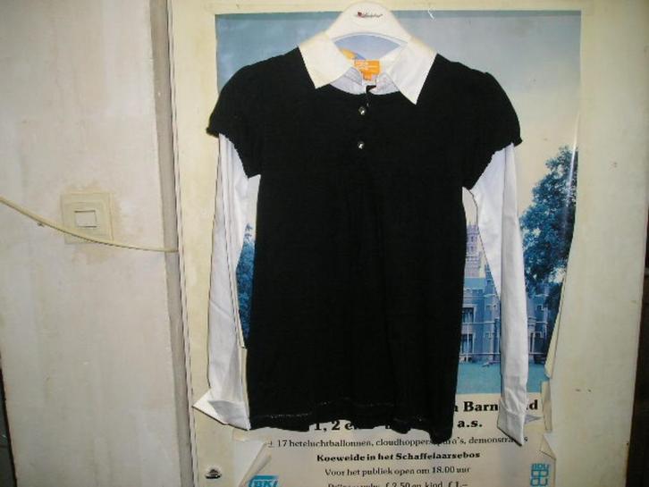 Kinderkleding: mt 158 - zwart/wit 2-in-1 shirt, Kinderen en Baby's, Kinderkleding | Maat 158, Nieuw, Meisje, Shirt of Longsleeve