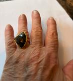 Vintage Chalcedoon/ mosagaat Ring Verguld  Maat 17, Gebruikt, Verzenden, Kleiner dan 17, Met edelsteen