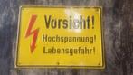 Bordje voorzichtig hoogspanning levensgevaar duitsland 20x30, Ophalen of Verzenden, Reclamebord