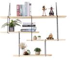 Zwevende planken, industriële wandkast metaal massief hout, Huis en Inrichting, Woonaccessoires | Wandplanken en Boekenplanken