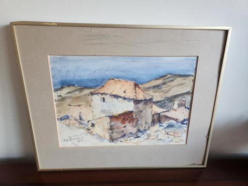 A.J. Zwart Huisje aan de Atlantische Oceaan Portugal 1973, Antiek en Kunst, Kunst | Litho's en Zeefdrukken, Ophalen of Verzenden