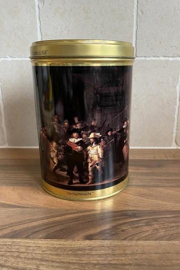 blik met afb. van de Nachtwacht van Rembrandt, spaghettiblik beschikbaar voor biedingen