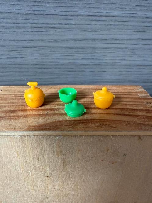 3x potje met deksel - hxb ca 1x1cm - kunststof, Verzamelen, Poppenhuizen en Toebehoren, Zo goed als nieuw, Poppenhuis, Ophalen of Verzenden