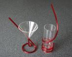 2 Kunststof drinkglazen  met grappig rietje., Huis en Inrichting, Keuken | Servies, Overige materialen, Overige typen, Ophalen of Verzenden