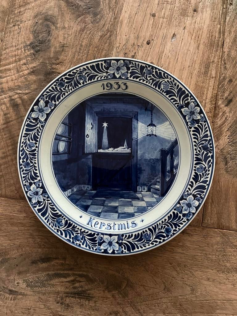 Delfts Blauw Wandbord Kerstmis 1933, Ophalen
