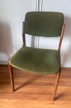 Vintage Deense antieke stoel hout groen fluweel Erik Buch, Ophalen