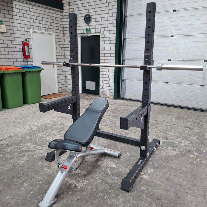 Explode Squat Rack + Panatta Bankje + Bumper Plates Set, Sport en Fitness, Fitnessmaterialen, Zo goed als nieuw, Overige typen