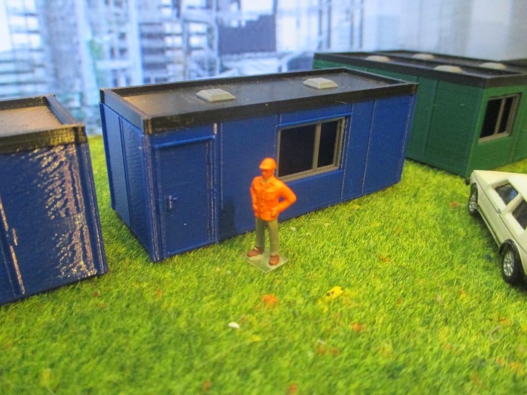 cabin-container / systeemkantoor / wooncontainer blauw, Hobby en Vrije tijd, Modeltreinen | H0, Overige merken, Gelijkstroom of Wisselstroom