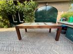 Eettafel met stenen inleg, Huis en Inrichting, Tafels | Eettafels, Ophalen, Teakhout, 50 tot 100 cm, Zo goed als nieuw
