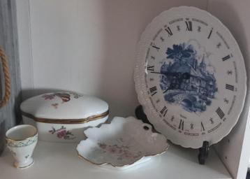 limoges servies, klok, schaaltje ,eierdop, byoux doosje beschikbaar voor biedingen