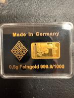 0,5 gram goudbaar 999.9 Made in germany, Ophalen of Verzenden, Goud