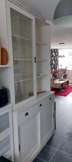 Buffetkast wit met glas, Huis en Inrichting, Kasten | Buffetkasten, Ophalen, Gebruikt, 100 tot 150 cm, Glas