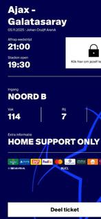 Ajax - Galatasaray, Tickets en Kaartjes, Losse kaart, Eén persoon, November, Europa of Champions League