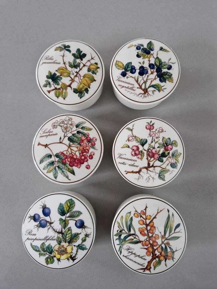 Der van 6 dekseldoosjes Villeroy en Boch Botanica, Huis en Inrichting, Keuken | Servies, Zo goed als nieuw, Overige stijlen, Porselein