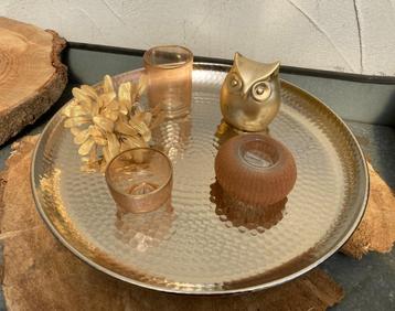 PLATEAU DIENBLAD SCHAAL NIKKEL GROOT DIA 43 cm NIEUW  beschikbaar voor biedingen