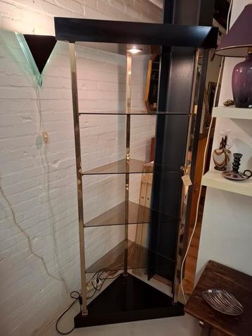 Vintage hoekkast hollywood regency kast messing wandmeubel  beschikbaar voor biedingen