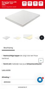 Topper Swiss Sense/IVAR/NIEUW!!! (zonder split)160x200, Huis en Inrichting, Slaapkamer | Matrassen en Bedbodems, Ophalen, 200 cm